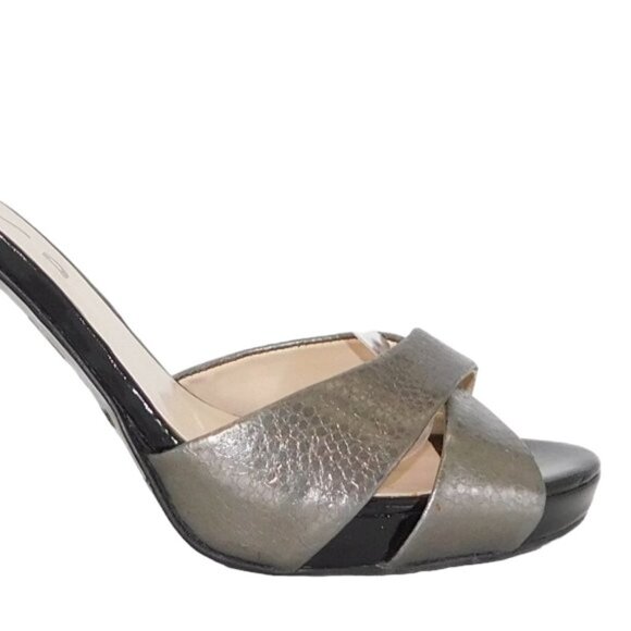 Unisa "Dedra" Black/Grey Patent Open Toe Heel - Picture 4 of 14